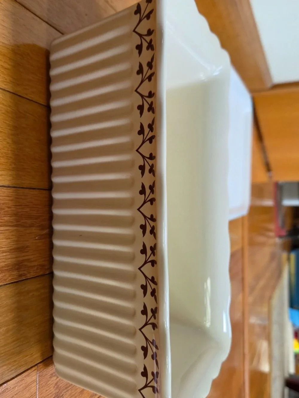 PAULA DEEN FALL HARVEST LOAF PAN 9X5 SCALLOPPED AND RIBBED STONEWARE